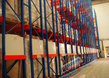 4 PU Wheel Type High Density Mobile Storage Pallet Racks 24 Tons Per Unit Rail Guided